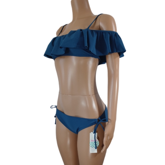 Raisins 2pc BikiniGold Colored Accents, Top Ruff - Picture 2 of 4